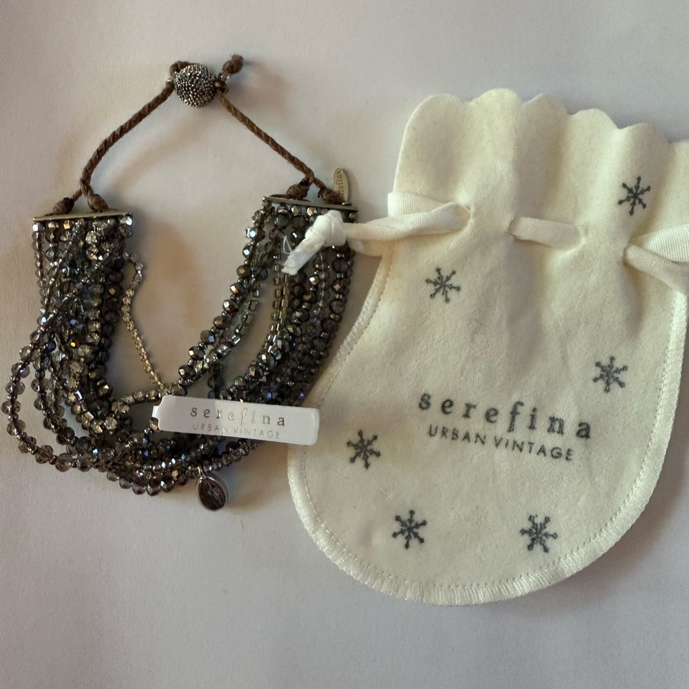 NWT serafina smokey adjustable crystal bracelet